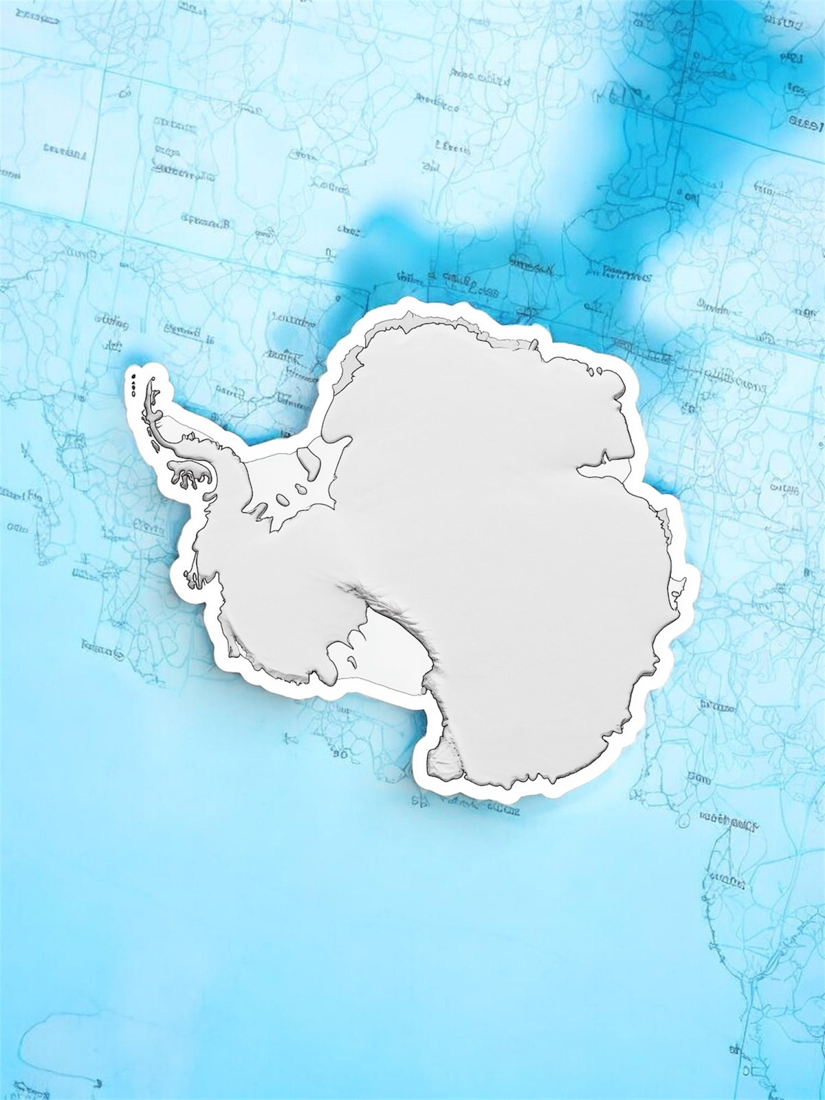 Antarctica Continent Sticker – 3” × 3” Die-Cut Vinyl